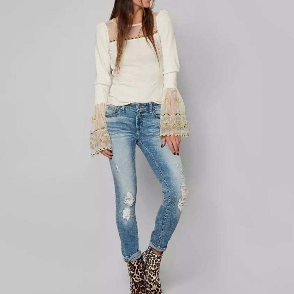 Free People Womens High Tides Knit Blouse, Off-White Size SP - Picture 10 of 10